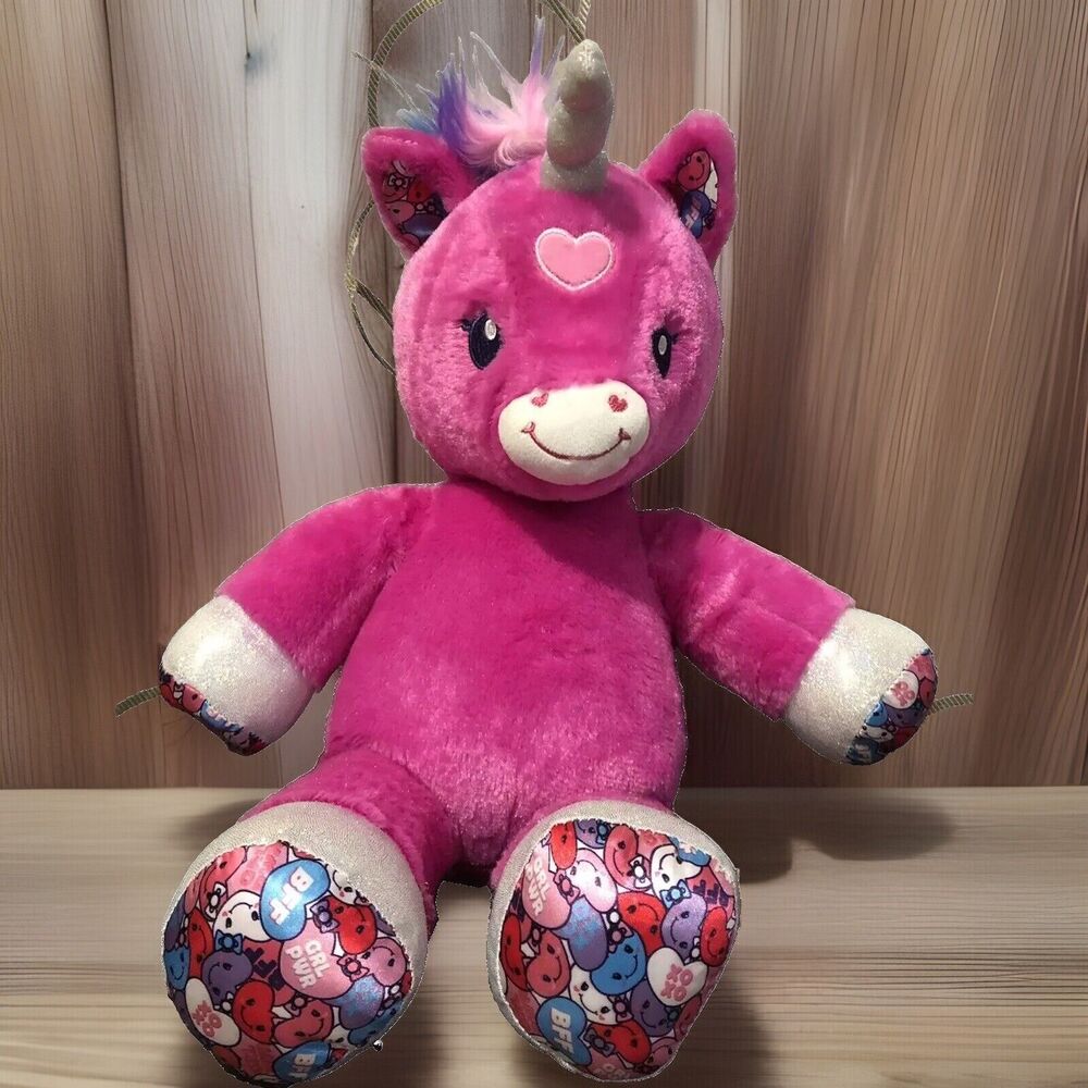Build A Bear Candy Hearts Unicorn 17" Plush Pink BFF GRL PWR XOXO Stuffed Toy